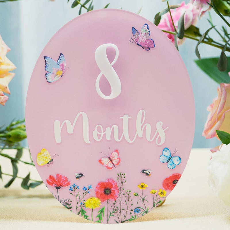 HONOCOOLS Store Baby Monthly Milestone Sign - Acrylic Baby Monthly Milestone Card - Newborn Photography Props to Document Your Baby´s Growth - Baby Announcement Sign (B11) - Image 2